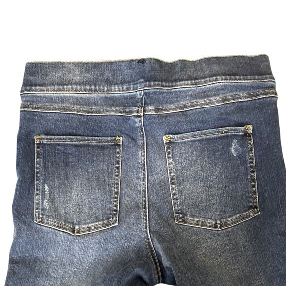 Spanx Lightly Distressed Raw Hem Ankle Length Skinny Jeans Worn Twice Size Large - Picture 9 of 12